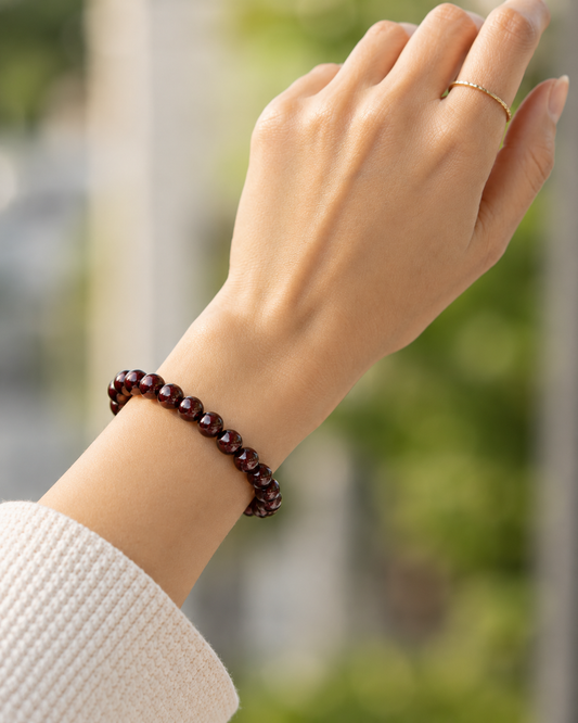 Indian Garnet Bracelet – Premium Natural Gemstone 8mm Stretch Bracelet