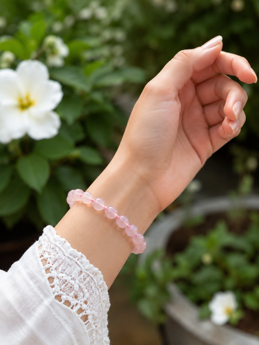 Madagascar Rose Quartz Bracelet – Premium Natural Gemstone 8mm Stretch Bracelet