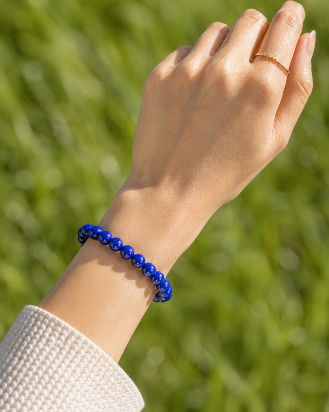 Afghan Lapis Lazuli Bracelet – Premium Natural Gemstone 8mm Stretch Bracelet