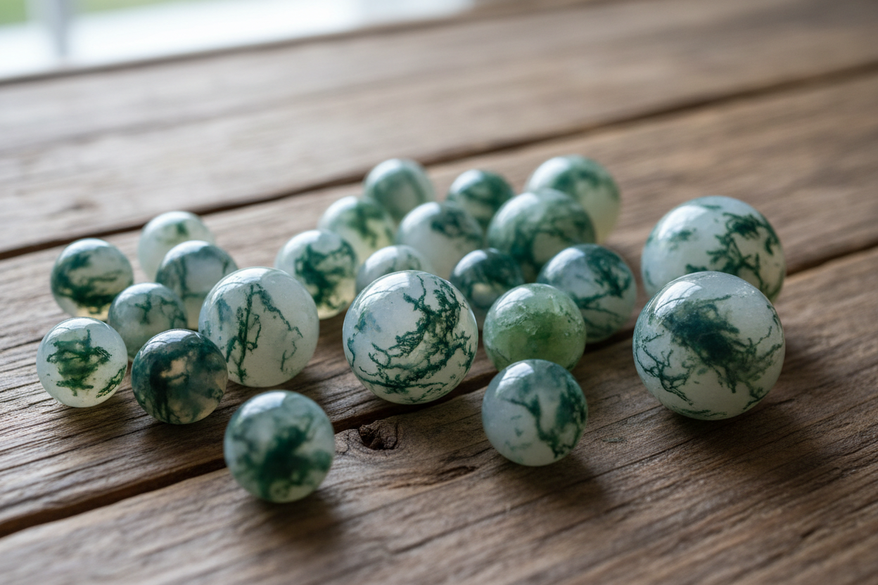 moss agate round beads