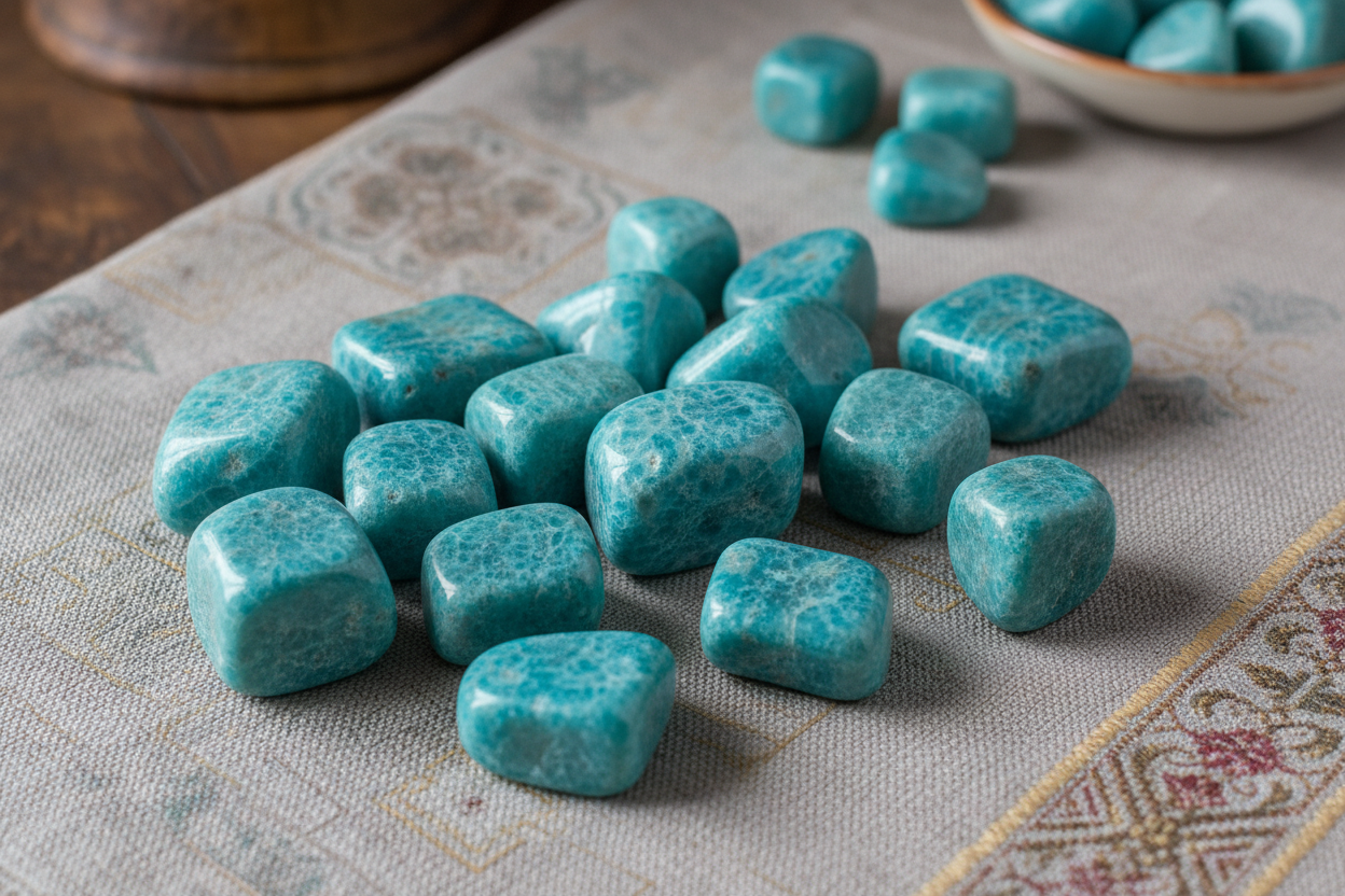 Natural amazonite stones