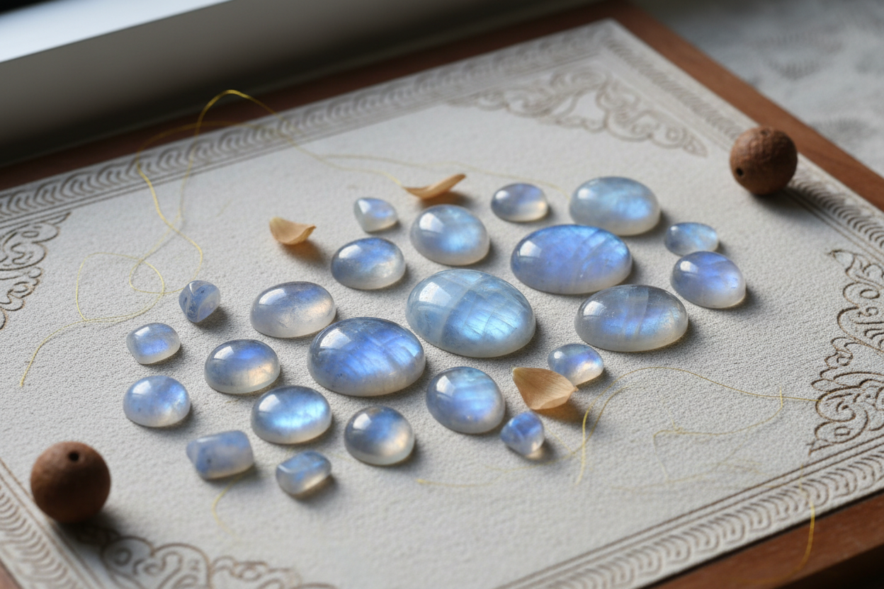 Natural blue moonstone stones
