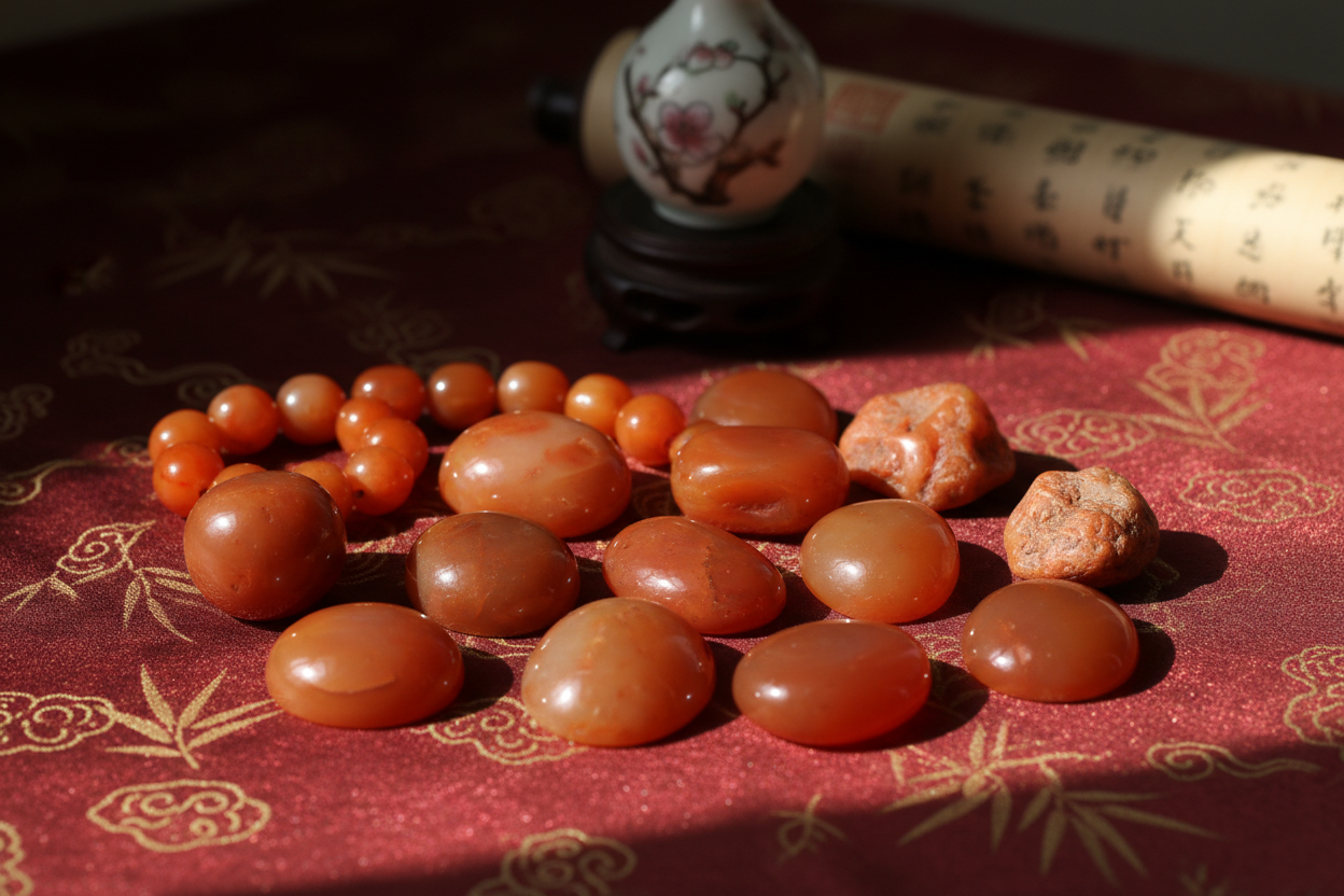 Natural carnelian stones