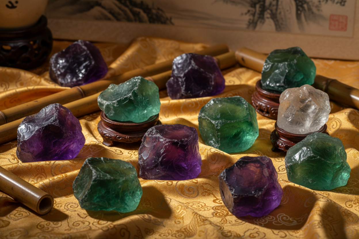 Natural fluorite crystals