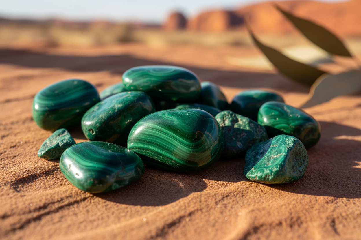 Natural malachite stones
