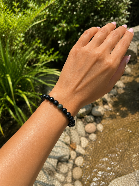 Black Obsidian Bracelet – Premium Natural Gemstone 8mm Stretch Bracelet