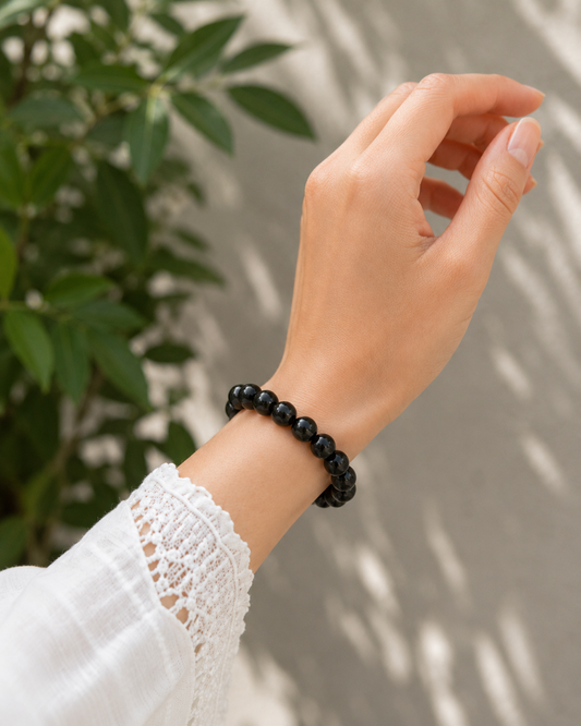 Brazilian Black Onyx Bracelet – Premium Natural Gemstone 8mm Stretch Bracelet