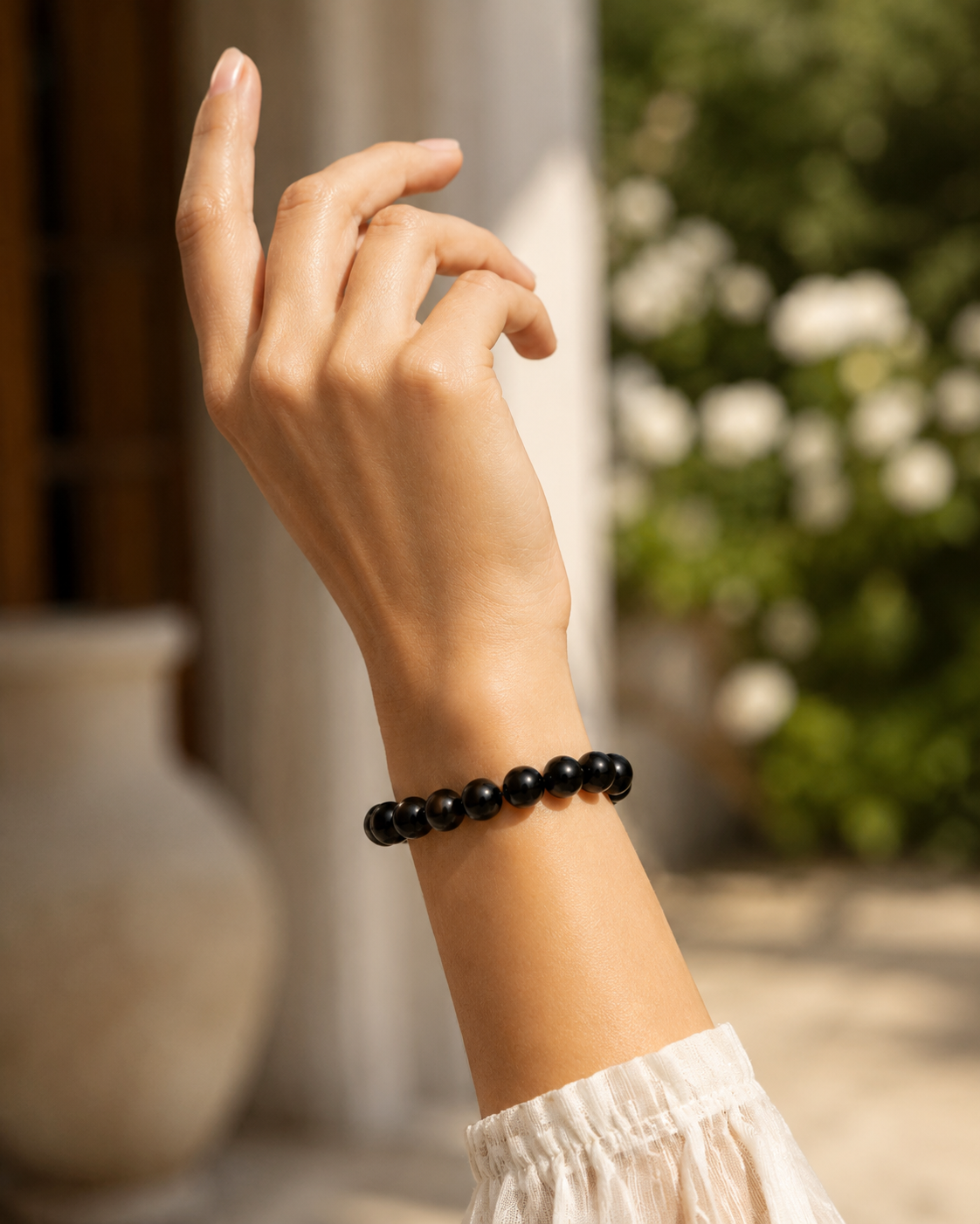 Brazilian Black Onyx Bracelet – Premium Natural Gemstone 8mm Stretch Bracelet