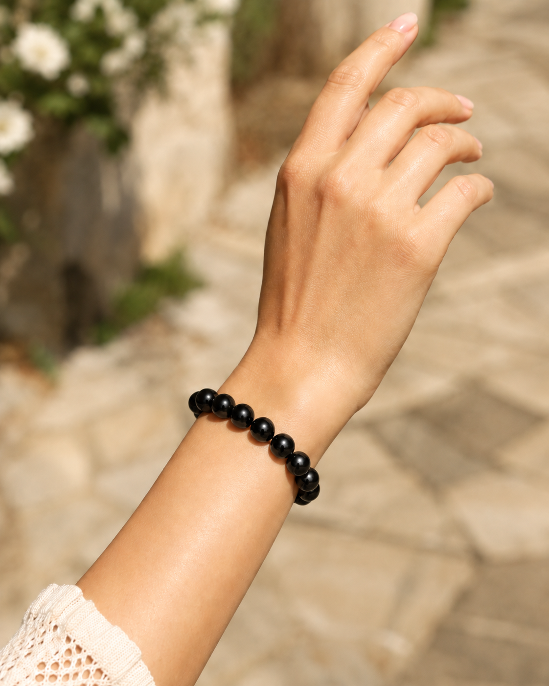 Brazilian Black Onyx Bracelet – Premium Natural Gemstone 8mm Stretch Bracelet