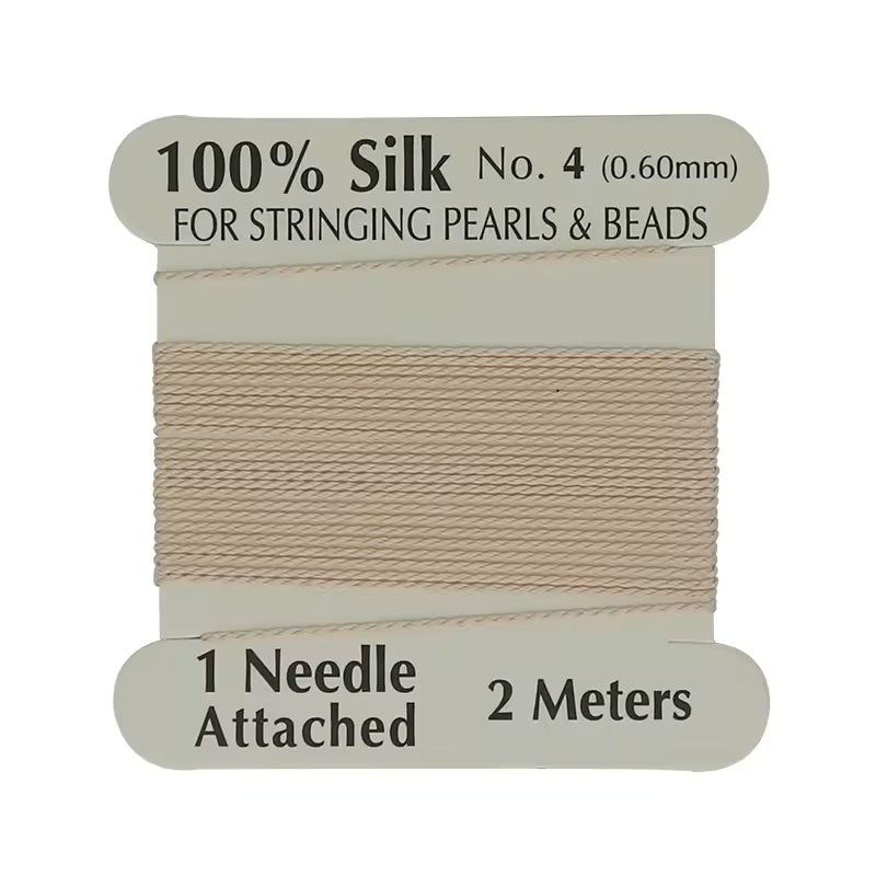 Natural Silk Thread 0.6mm for Beading & Jewellery Making with Needle