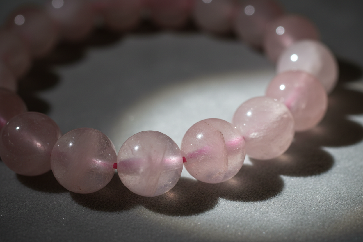 Polished rose quartz beads