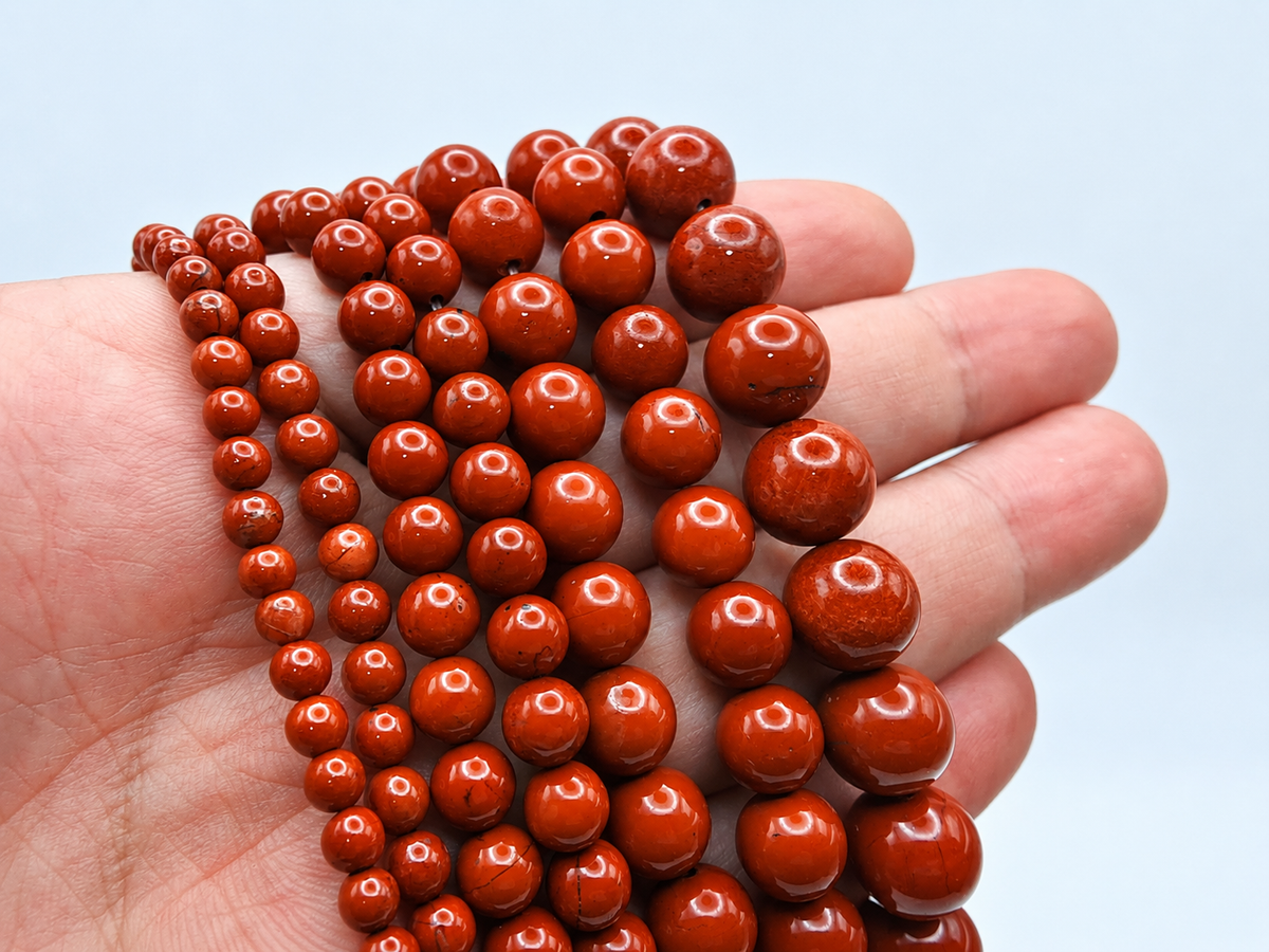 Red Jasper Round beads AAA Grade, Deep Brick-Red – 15.5" Strand