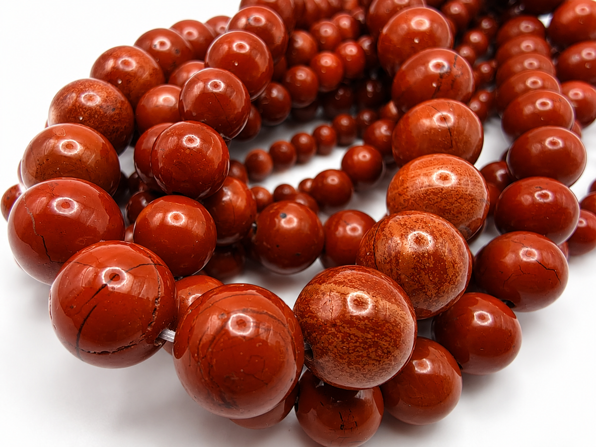 Red Jasper Round beads AAA Grade, Deep Brick-Red – 15.5" Strand