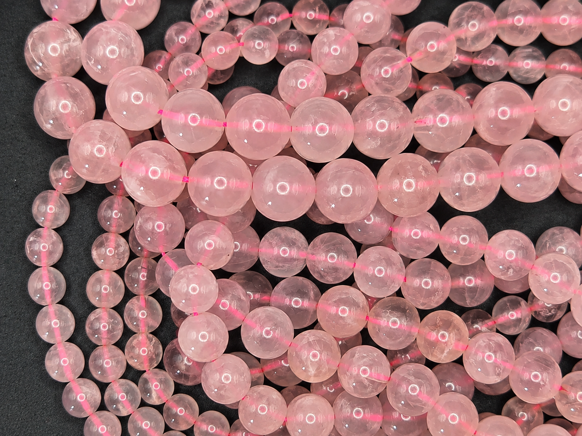 Rose Quartz Round beads AAA+ Grade, Soft Pink - 15.5" Strand