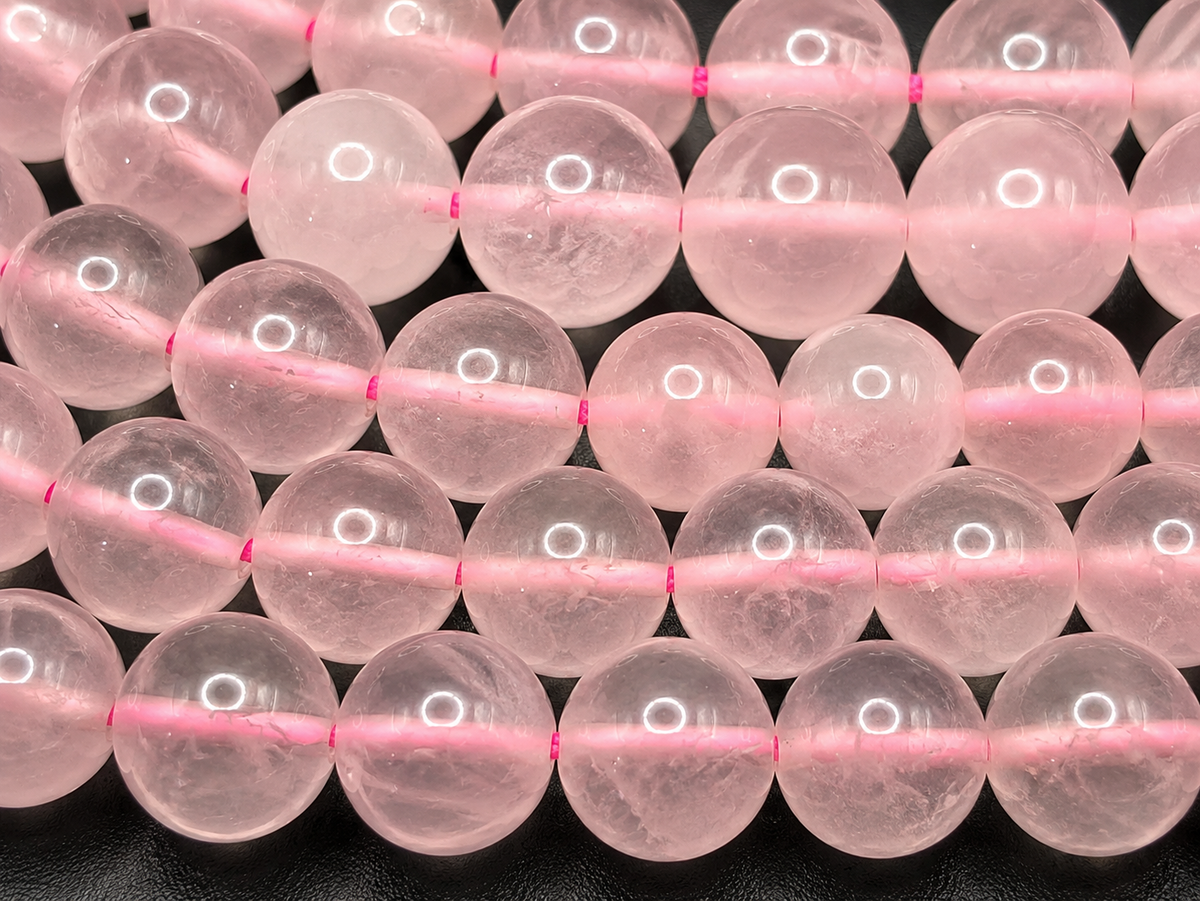 Rose Quartz Round beads AAA+ Grade, Soft Pink - 15.5" Strand
