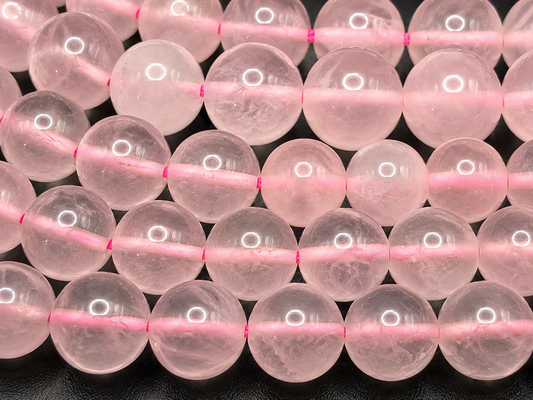 Rose Quartz Round beads AAA+ Grade, Soft Pink - 15.5" Strand