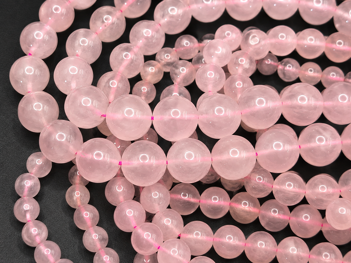 Rose Quartz Round beads AAA+ Grade, Soft Pink - 15.5" Strand
