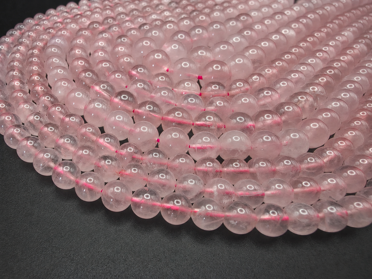 Rose Quartz Round beads AAA+ Grade, Soft Pink - 15.5" Strand