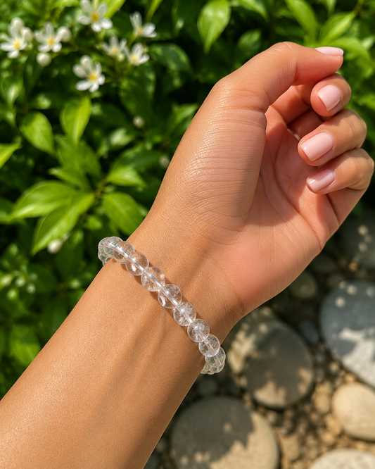 Rock Quartz Bracelet – Premium Natural Gemstone 8mm Stretch Bracelet