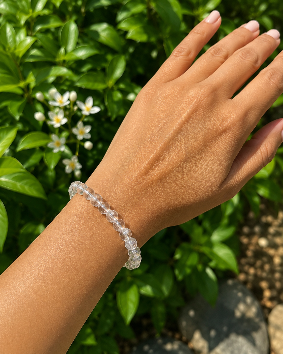 Rock Quartz Bracelet – Premium Natural Gemstone 8mm Stretch Bracelet