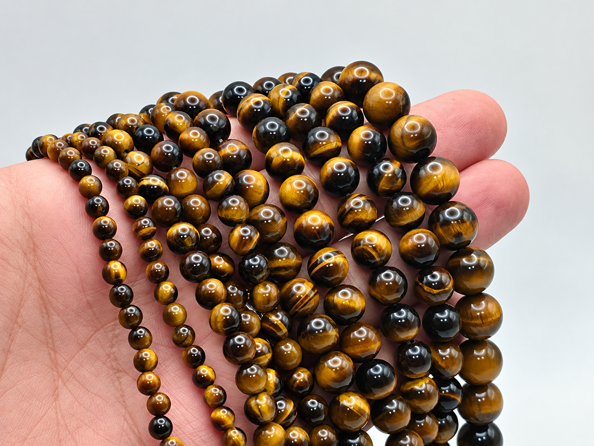 Tiger’s Eye Beads – AAA+ Grade – South Africa – Golden Brown Natural Round Beads – 15.5" Strand