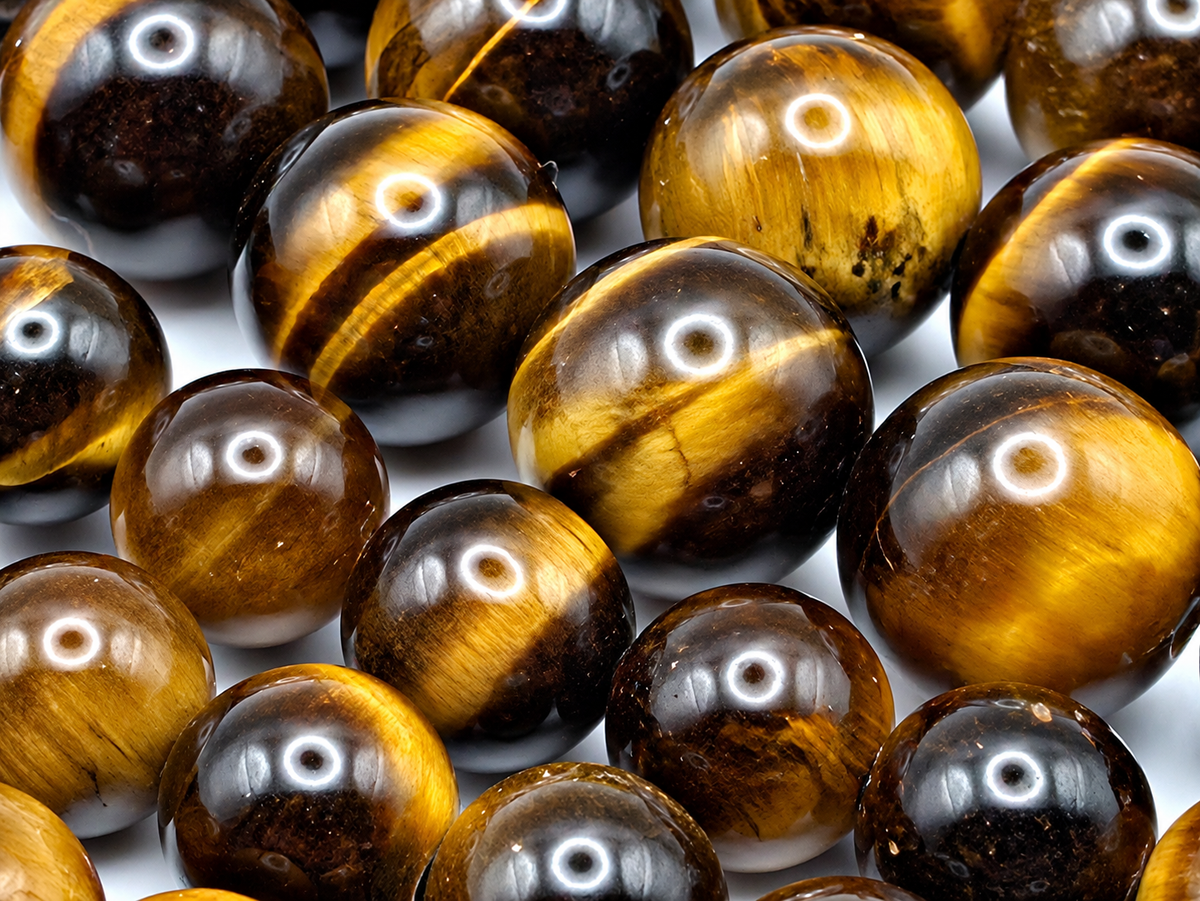 Tiger’s Eye Beads – AAA+ Grade – South Africa – Golden Brown Natural Round Beads – 15.5" Strand